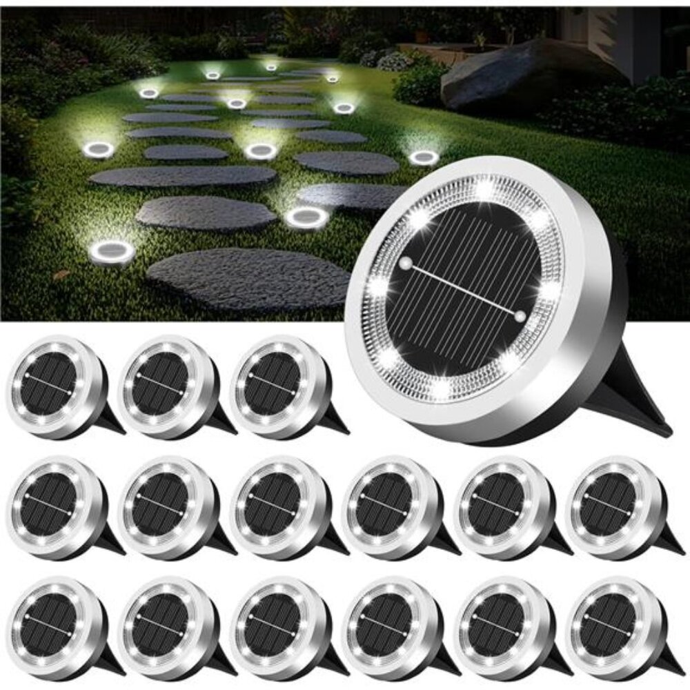 Mini Solar Ground Lights Outdoor Waterproof Pathway Garden Landscape 16 Pack